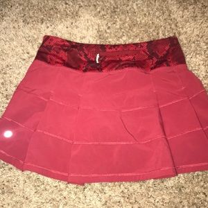 Red snakeskin lululemon skirt